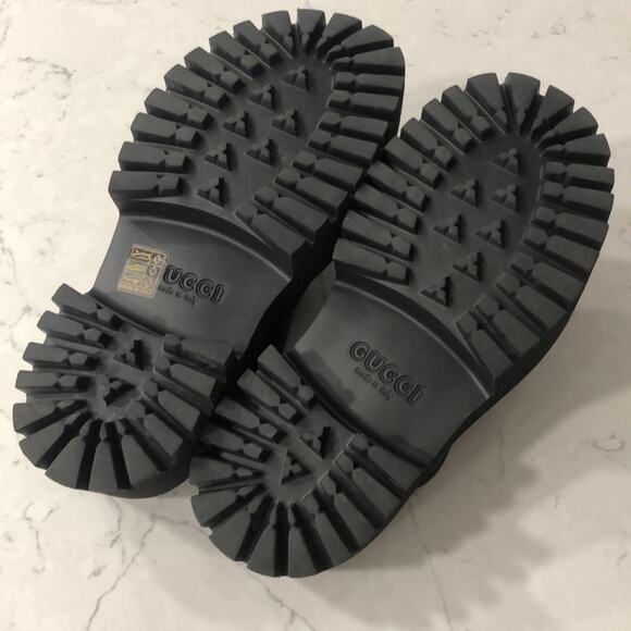 Gucci Platform Perforated GG Sandal Lug Sole Rubber Slides Closed Toe Black - Picture 15 of 16